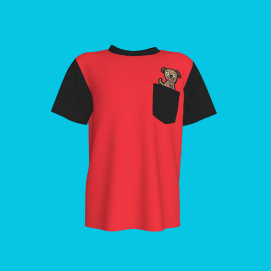Puppy Pocket Pal Tee in Poppy