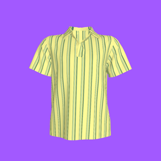Kid's Polo in Stripes Light Yellow in Organic Cotton Pique