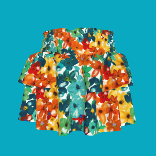 Kid's Smocked Ruffle Skirt in Fleur de Esti