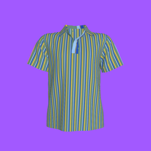 Kid's Polo in Stripes Acqua in Organic Cotton Pique