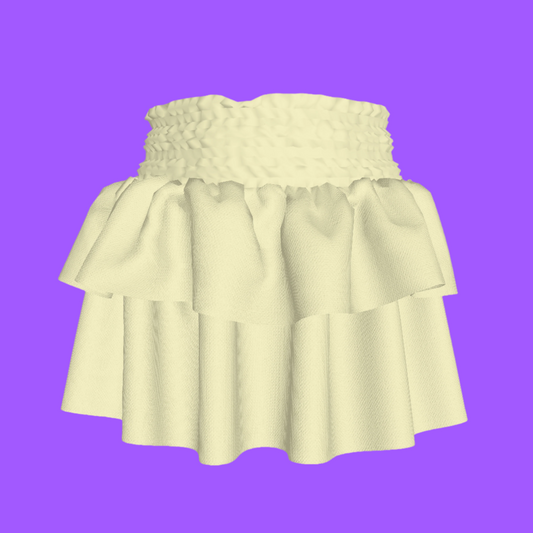 Smocked Ruffle Skirt in Solid Pastel Yellow