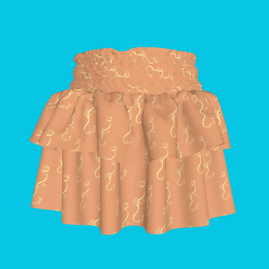 Kid's Smocked Skirt in Bloom Peach in Light Cotton Slub