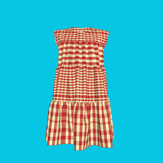 Red & Yellow Gingham Ruffled Dress