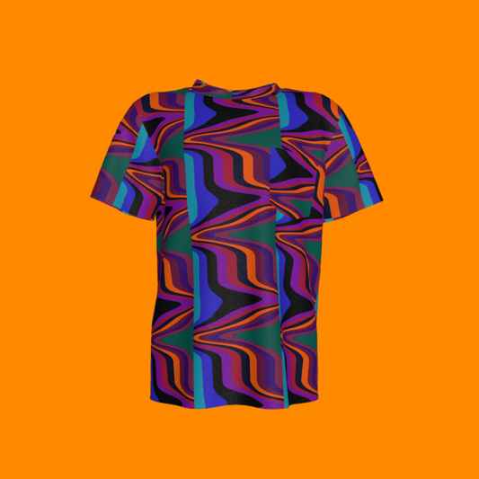 Kid's Pocket T-Shirt in Fun Retro Purple in Cotton Spandex Lightweight Jersey