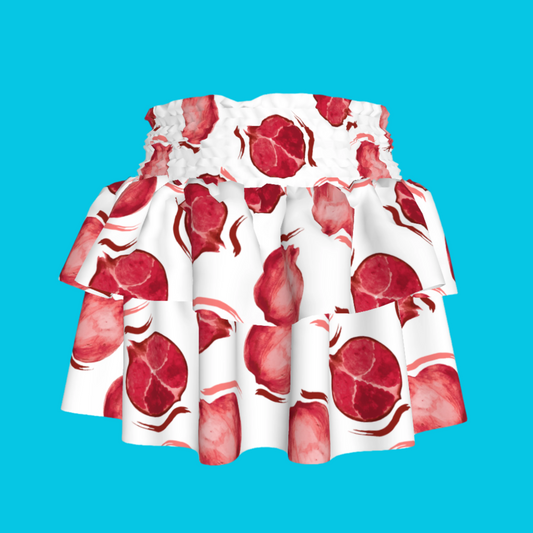 Kid's Smocked Ruffle Skirt in Spring Pomegranates