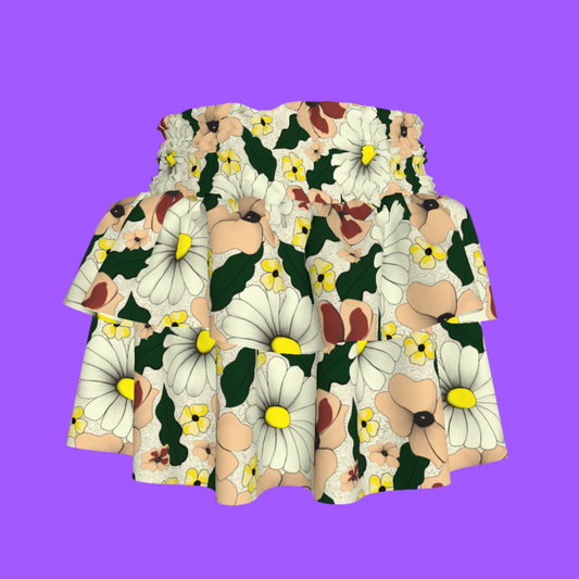 Kid's Smocked Ruffle Skirt in Ma Jong Floral
