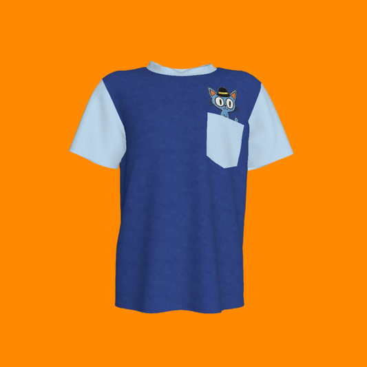 Blue Cat Pocket Pal Tee in Curious Blue