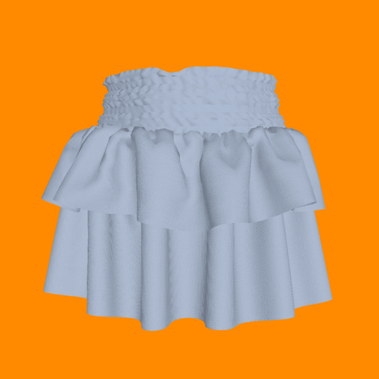 Smocked Ruffle Skirt in Solid Pastel Blue