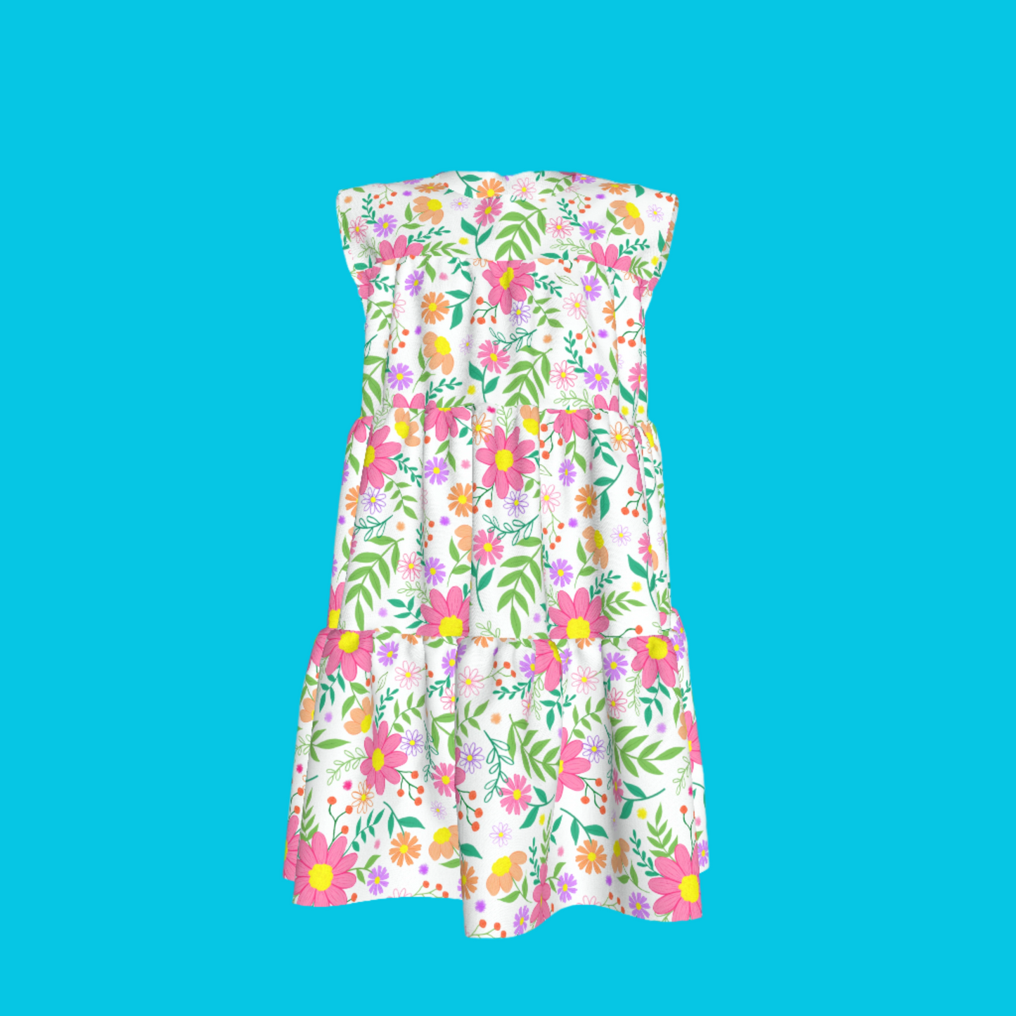Bright Floral Ruffled Dress