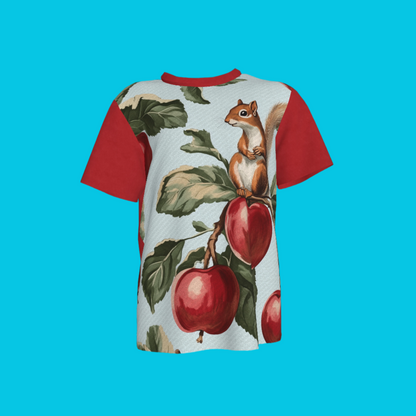 Apple Tree & Squirrel Tee in Red