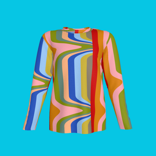 Kid's Long Sleeve T-Shirt in Fun Retro in Cotton Spandex Lightweight Jersey