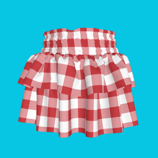 Smocked Ruffle Skirt in Red Gingham