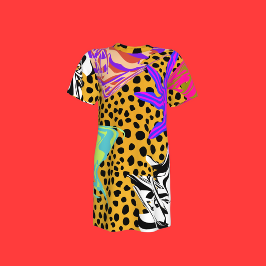 BruceGlen Cheetah Scramble Kid's T-Shirt Dress