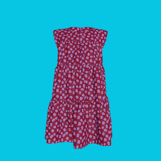 Kid's Ruffle Dress With Lining in Micro Purple Poppies