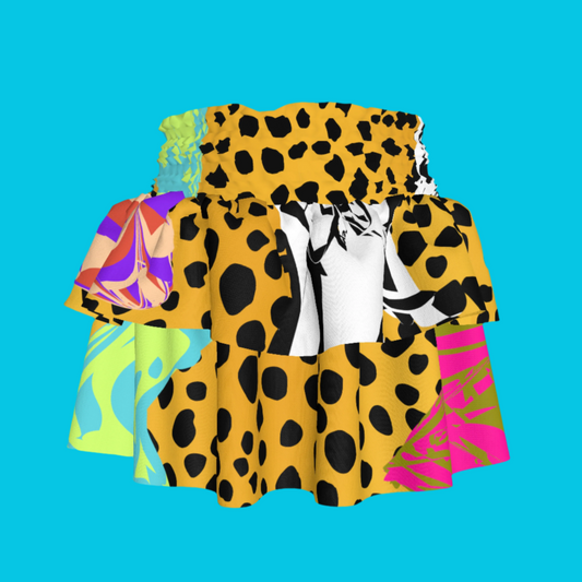 BruceGlen Cheetah Scramble Smocked Skirt