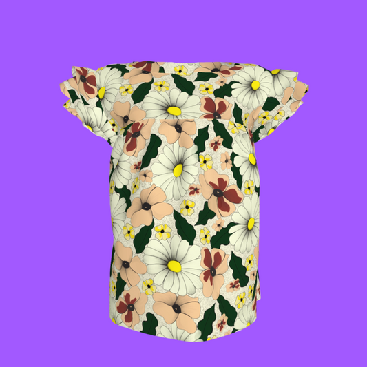 Kid's Ruffled Sleeve Top in Ma Jong Floral