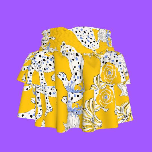 Kid's Smocked Skirt in Sketching Summer Yellow