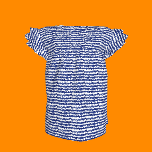 Kid's Ruffled Sleeve Top in Cobalt Sound