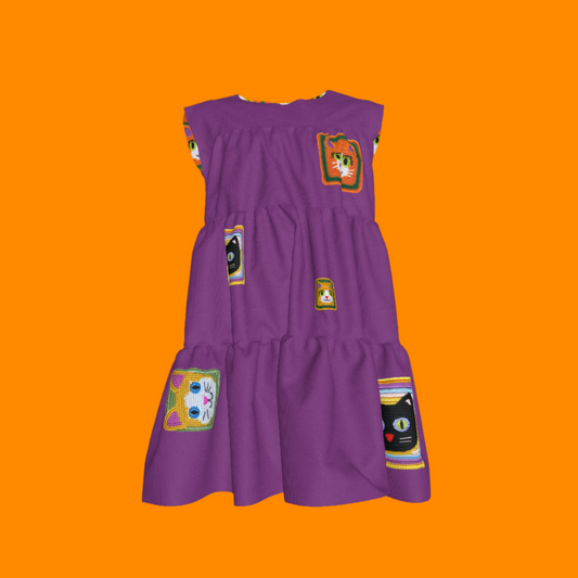 Cat Crochet Dress in Magic Purple