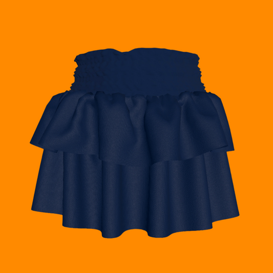 Smocked Ruffle Skirt in Solid Navy