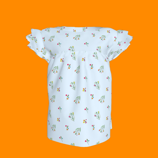 Kid's Ruffled Sleeve Top in Sky Blue