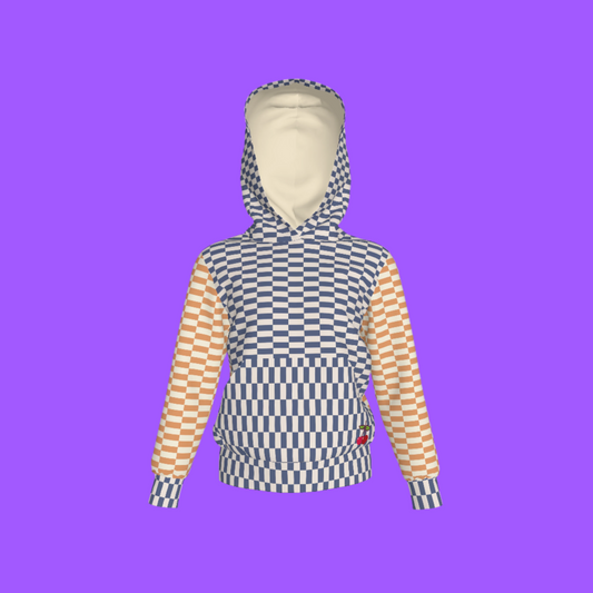 Blue & Yellow Gingham Mix Pullover Hoodie