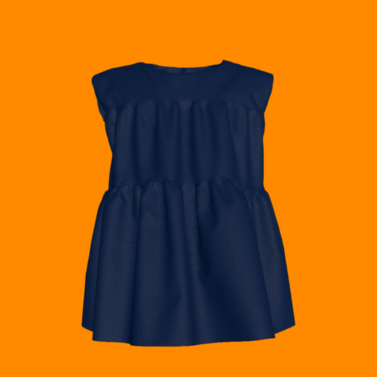 Sleeveless Ruffle Top in Solid Navy