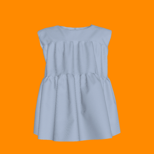 Sleeveless Ruffle Top in Solid Pastel Blue