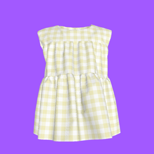 Sleeveless Ruffle Top in Pastel Yellow Gingham