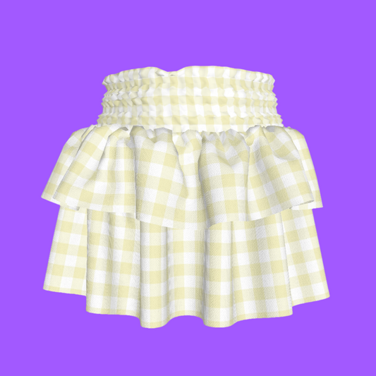 Smocked Ruffle Skirt in Pastel Yellow Gingham