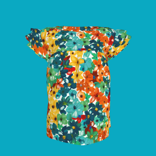 Kid's Ruffled Sleeve Top in Fleur de Esti