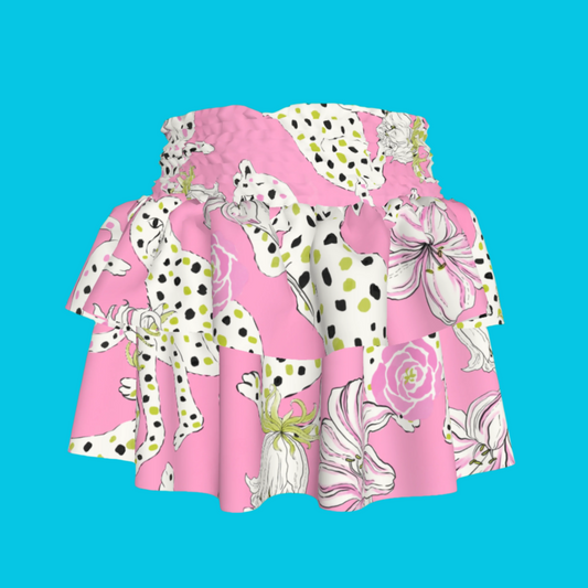 Kid's Smocked Skirt in Sketching Summer Pink