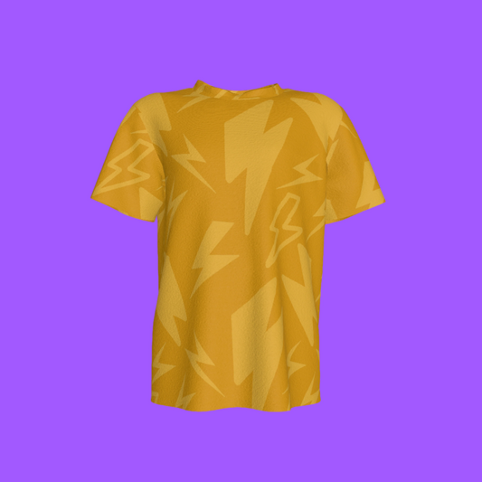 Kid's Pocket T-Shirt in Yellow Super Thunder in Cotton Spandex Lightweight Jersey