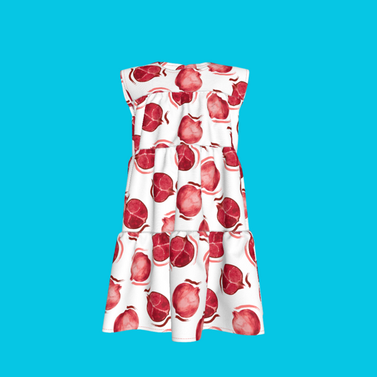 Kid's Ruffle Dress in Spring Pomegranates