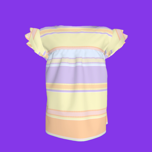Kid's Ruffled Sleeve Top in Paquin Pastel