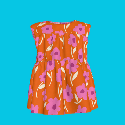 Orange Sleeveless Ruffle Top