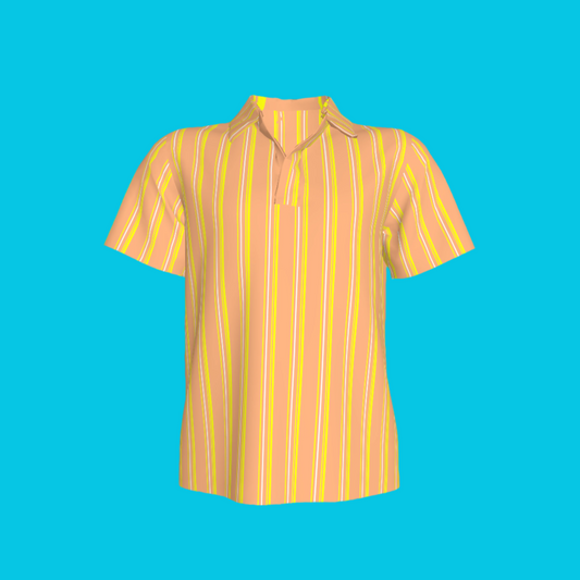 Kid's Polo in Stripes Peach & Bright Yellow in Organic Cotton Pique