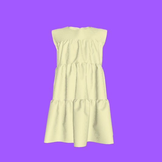 Ruffle Dress without Lining in Solid Pastel Yellow
