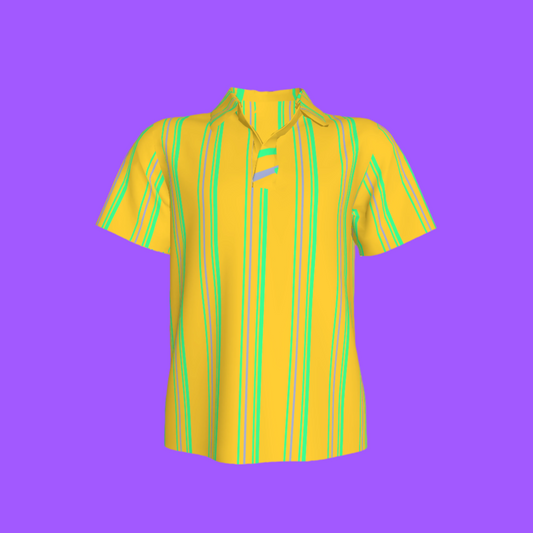 Kid's Polo in Stripes Yellow & Bright Green in Organic Cotton Pique