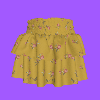 Kid's Smocked Skirt in Belle Bloom Yellow in Light Cotton Slub