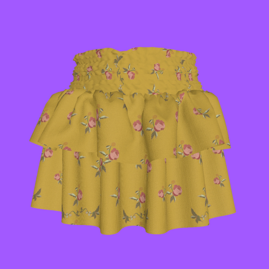 Kid's Smocked Skirt in Belle Bloom Yellow in Light Cotton Slub