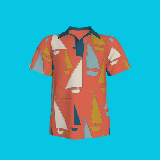 Tomato Red Sailboats Polo