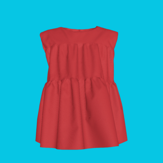 Sleeveless Ruffle Top in Solid Red