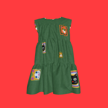 Cat Crochet Dress in Forest