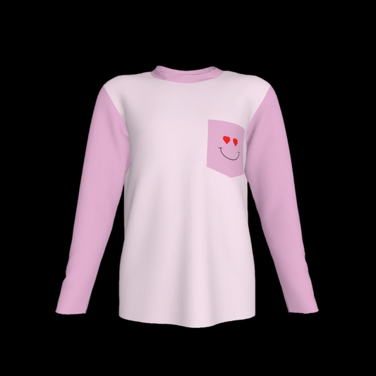 Heart Eyes Long Sleeve Pocket T-Shirt