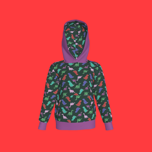 Purple Dino Party Pullover Hoodie
