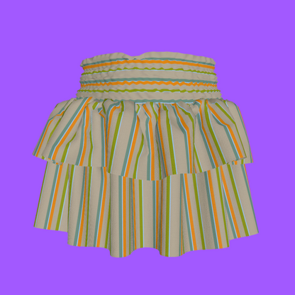 Kid's Smocked Skirt in Stripes Earthtones in Light Cotton Slub