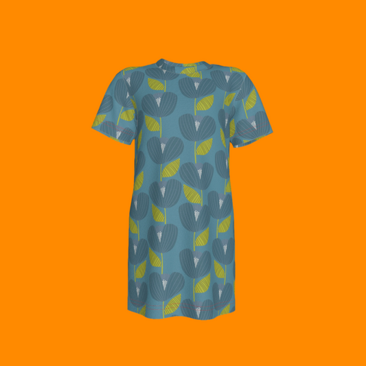 Blue Poppy T-Shirt Dress