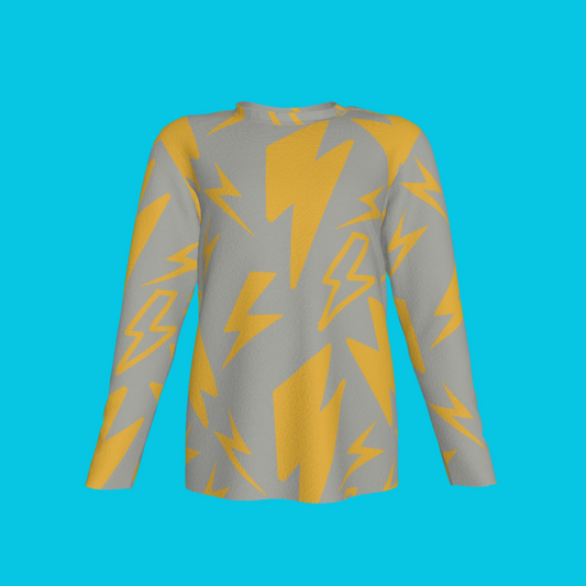 Kid's Long Sleeve TShirt in Light Grey Super Thunder in Cotton Spandex Lightweight Jersey