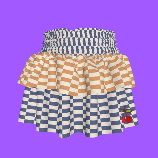 Blue & Yellow Gingham Ruffle Skirt
